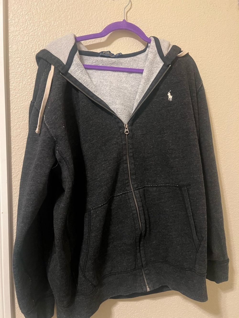 Polo by Ralph Lauren Gray Fleece Sweater with Navy Label